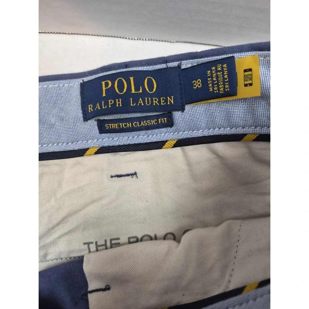 Polo Ralph Lauren Mens 38 Blue Stretch Classic Fit Chino Shorts Twill‎ Pony Logo